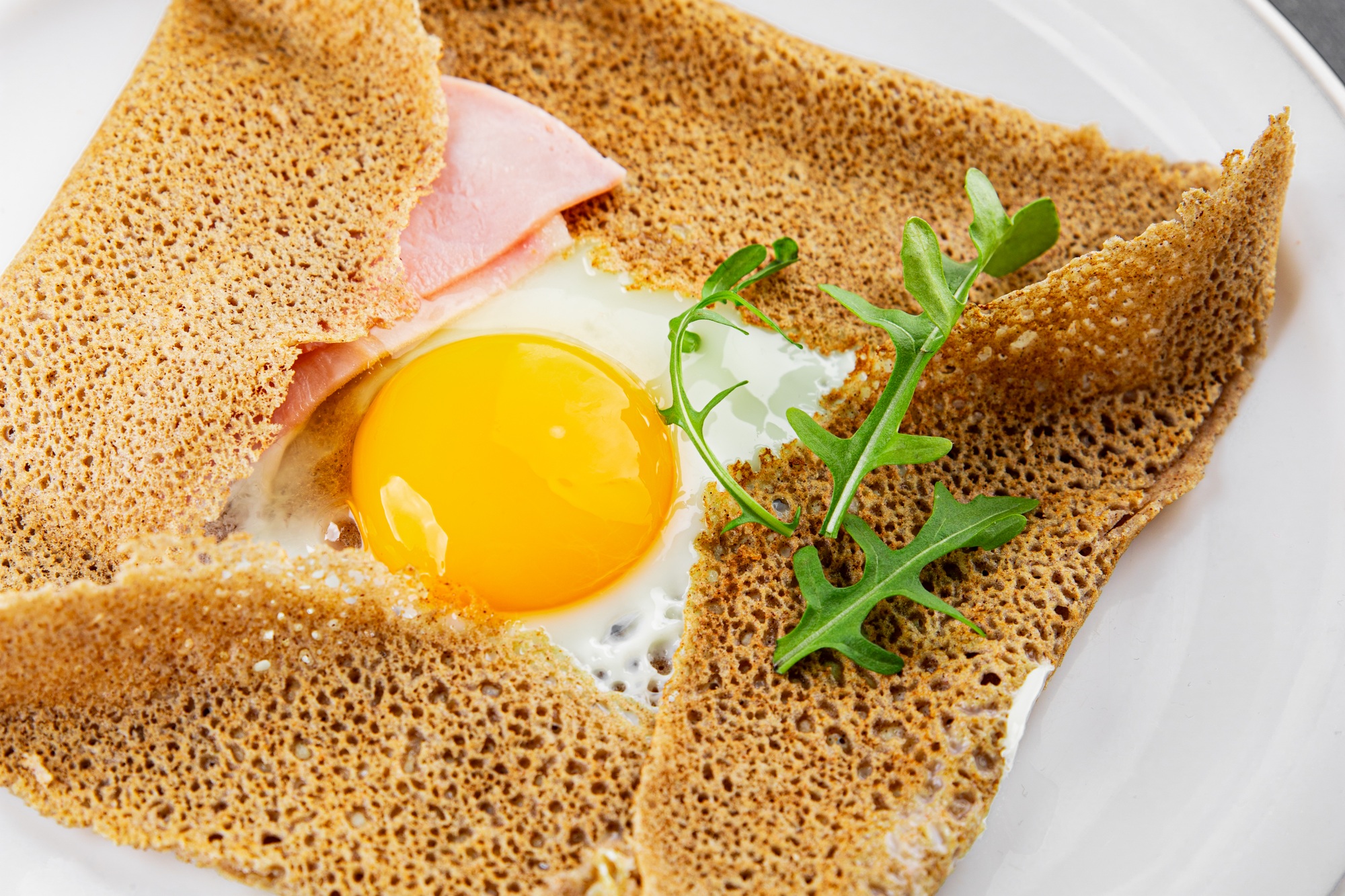 Galette sarrasin fried egg in crepe Breton galette galette complete fresh food