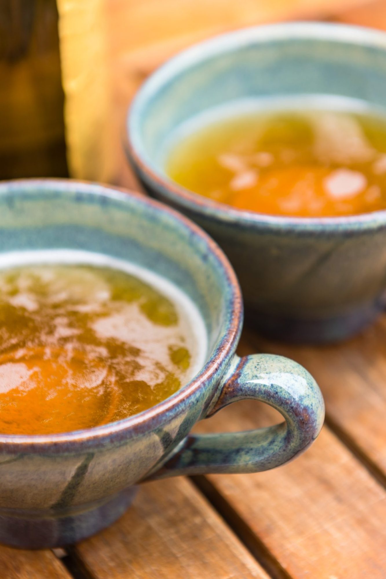 Norman apple cider in a typical ceramic cups